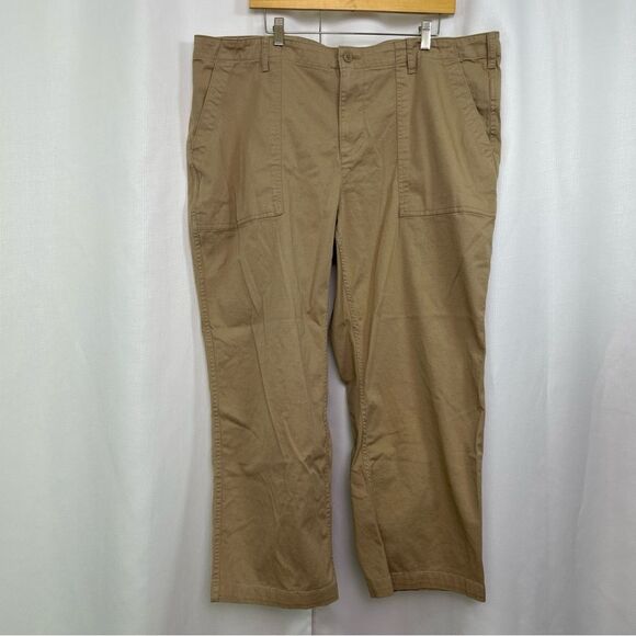 Lands End Khaki Pants Women’s 22W Flat Front Pockets - Picture 1 of 9